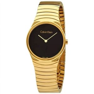 NEW women's Calvin Klein gold-tone watch with black dial